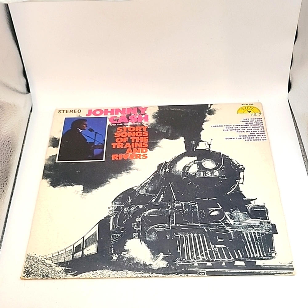 Vintage 1969 Sun Johnny Cash "Story Songs of the Trains & Rivers LP Vinyl Record